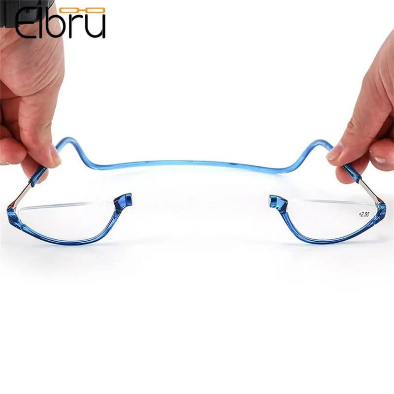 Elbru salokāmas pavadas kakla lasīšanas brilles vīriešiem sievietēm HD modes pusrāmja magnēts pret nogurumu Presbiofija Brilles