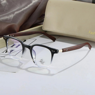 Trendikas anti-sinine hele puidust jalaga TR90 prillid, mehed, naised, suured ruudud, sinine kiirte blokeerimine arvutiklaasiraamidele F83026