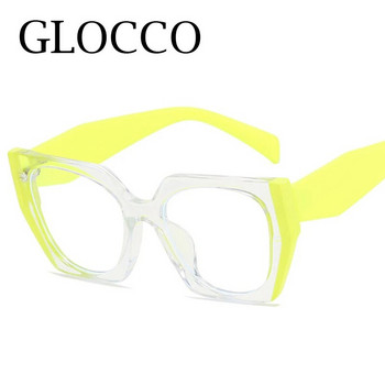 Υπερμεγέθη τετράγωνο Polygon Anti Blue Light Γυαλιά ανάγνωσης Γυναικείες σχεδιαστές μόδας Color Contrast TR90 Neon Presbyopia γυαλιά
