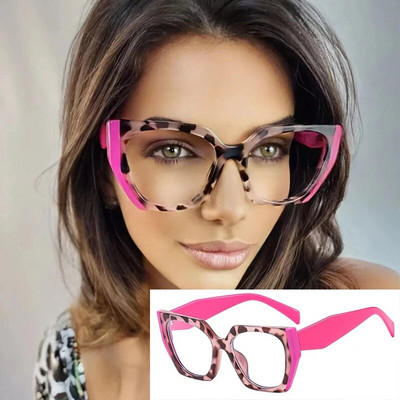 Liela izmēra daudzstūra kvadrātveida pretzilas gaismas lasīšanas brilles sievietēm modes dizaineru krāsu kontrasts TR90 neona presbiopijas brilles