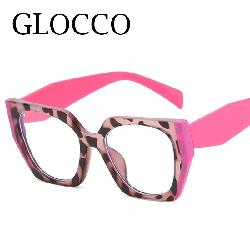 Liela izmēra daudzstūra kvadrātveida pretzilas gaismas lasīšanas brilles sievietēm modes dizaineru krāsu kontrasts TR90 neona presbiopijas brilles