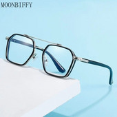 Férfi és női fémszemüvegek Retro Double Bridges Anti Blue Light Számítógépes tükör Olvasás és játék Játékok Szemvédelem 2023