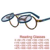 Μόδα Punk Στρογγυλά Anti Blue Light Γυαλιά Ανάγνωσης Ανδρικά Γυναικεία Γυαλιά Γυαλιά διπλής γέφυρας Rivet Μικρού σκελετού Διαφανή γυαλιά