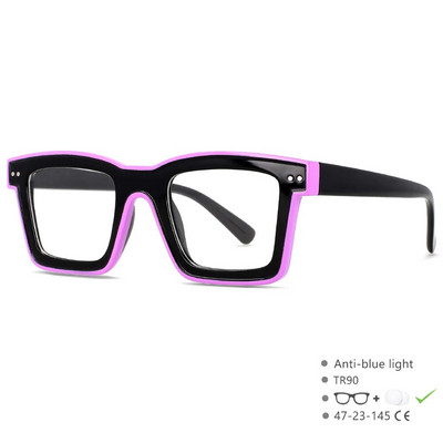 55599 Jaunas modes vīriešu zīmola dizaineru brilles sievietēm Pretzilas Retro Kvadrātveida Punk Frame Clear Computer Purpura brilles
