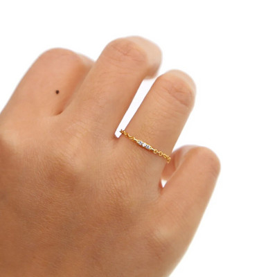 3 MM ietvars apaļš cz 5 mm trīs cz stieņu šarms vienkārša ķēdes lente 925 sudraba gredzens, izmērs 6 7 8