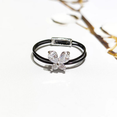Jauns salds, moderns sieviešu gredzens modes neredzams caurspīdīgs līnijas misiņa gredzens Skaists tauriņš, cirkona rotaslietas aksesuārs, dāvana meitenei