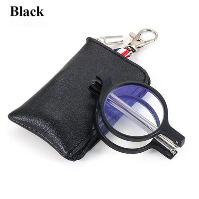 Mini lasīšanas brilles sievietēm vīriešiem pārnēsājamas kompaktas salokāmas presbiopijas brilles Augstas izšķirtspējas lasītāju brilles ar atslēgu piekariņa futrāli