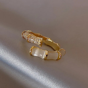 2023 Νέα σχεδίαση Opals Μπαμπού σε σχήμα χρυσού, ρυθμιζόμενα δαχτυλίδια Κορεατικής μόδας Κοσμήματα πάρτι πολυτελείας αξεσουάρ για γυναικείο δώρο