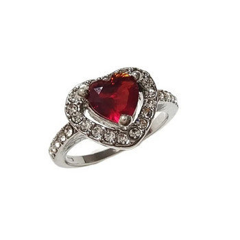 Νέο Απλό Κλασικό Ασημί Χρώμα Καρδιά Δαχτυλίδια αρραβώνων για γυναίκες Λευκό Κόκκινο CZ Stone Inlay Μόδα κοσμήματα Δώρο Γάμου