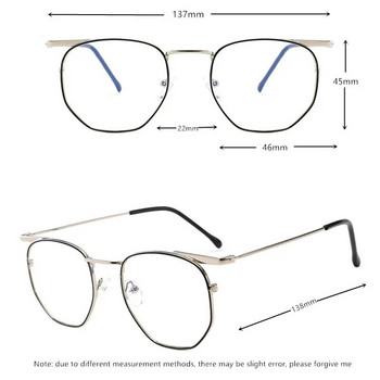 Μεταλλικά πολυγωνικά αντι-μπλε γυαλιά Anti Blue Light Γυναικεία Ανδρικά Γυαλιά Οπτικού Διαφανούς Φακού Γυαλιά Γυαλιά Unisex Γυαλιά Unisex