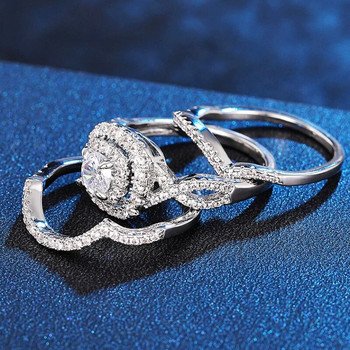 Huitan Gorgeous Sparkling Κυβικά Ζιργκόν Σετ Γυναικεία δαχτυλίδια 2023 Νέα Τάση Αξεσουάρ Γάμου Ασημί Χρώμα Statement Κοσμήματα