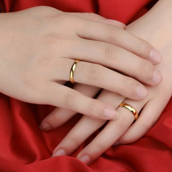 Моден семпъл позлатен лъскав пръстен Класически банкет за двойка Изящни бижута