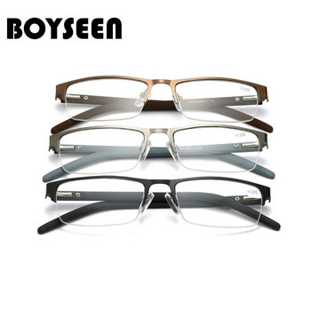 BOYSEEN Очила за четене от титанова сплав +0,5 до +4,0 Несферични лещи с 12 слоя покритие Бизнес очила за късогледство 0 До -3,0