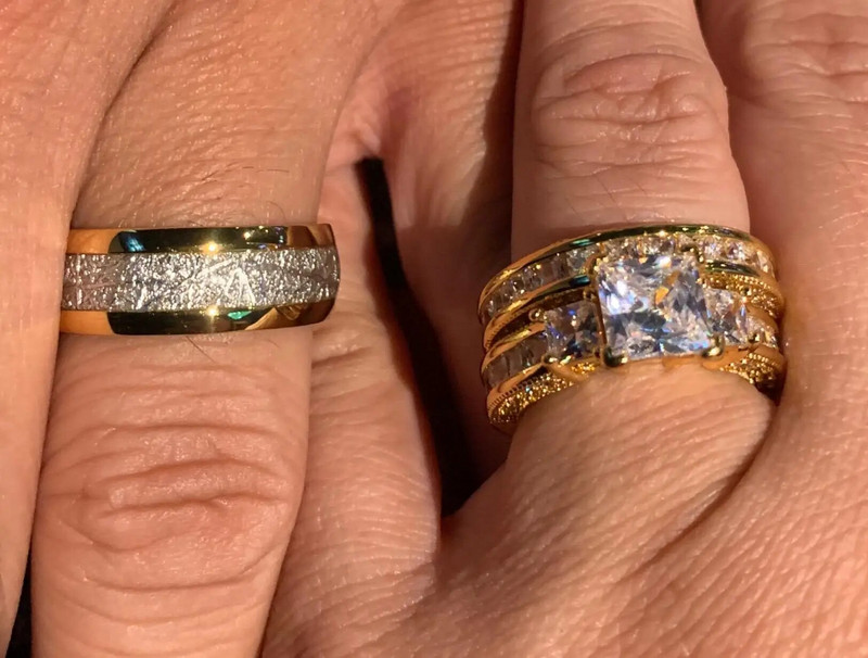 Modes pāra gredzeni retro nerūsējošā tērauda vīriešu laulību gredzens elegants kvadrātveida griezuma cirkona gredzenu komplekts līgavas saderināšanās rotaslietas dāvanas