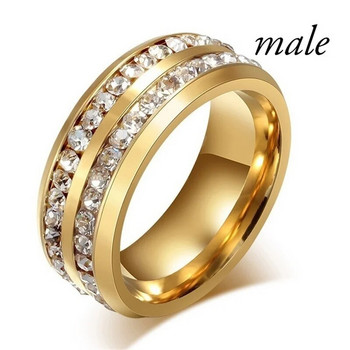 Μόδα Δαχτυλίδι Ζευγάρι Γυναικεία Μαρκησία Κόψιμο Κρυστάλλινο Δαχτυλίδι CZ Ανδρικό Δαχτυλίδι σε δύο σειρές CZ Stone Δαχτυλίδι από ανοξείδωτο ατσάλι Μόδα κοσμήματα για ερωτευμένους