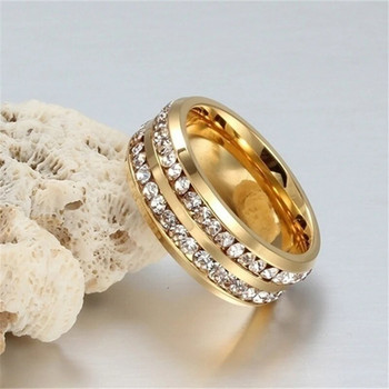 Μόδα Δαχτυλίδι Ζευγάρι Γυναικεία Μαρκησία Κόψιμο Κρυστάλλινο Δαχτυλίδι CZ Ανδρικό Δαχτυλίδι σε δύο σειρές CZ Stone Δαχτυλίδι από ανοξείδωτο ατσάλι Μόδα κοσμήματα για ερωτευμένους