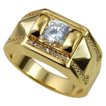 1 τμχ Πολυτελές γυναικείο δαχτυλίδι Μεταλλικό σκάλισμα σε χρυσό χρώμα Ένθετες πέτρες ζιργκόν Δαχτυλίδι ζευγαριού Νυφικό αρραβωνιαστικό κόσμημα γάμου
