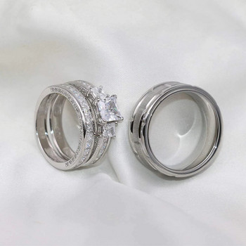2023 Δαχτυλίδι Ζευγάρι Γυναικεία Εκλεκτά στρας Δαχτυλίδι Ζιργκόν Σετ Απλό Ανοξείδωτο Ανδρικό Δαχτυλίδι Μόδα κοσμήματα για δώρα ερωτευμένων