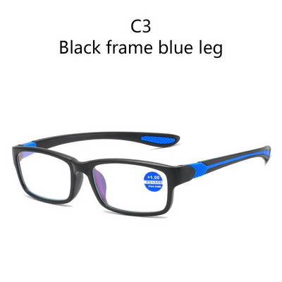 TR90 sporta lasīšanas brilles sarkans zils rāmis vīriešiem pret zilu gaismu hipermetropija Presbiopija sieviešu brilles Dioptrija +2,0 2,5 3,0