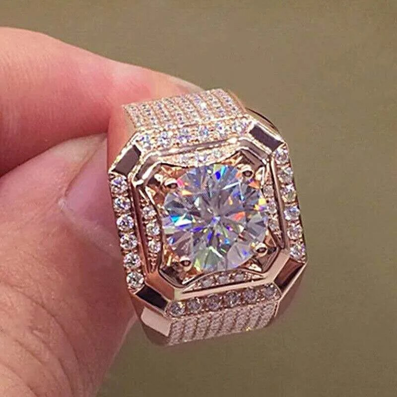 Modes zelta krāsa liels balts kristāla CZ gredzens sievietēm vīriešiem hip hop pilns kristāla saderināšanās gredzens vīriešiem kāzu grupas ballītes rotaslietas