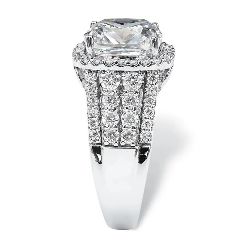 Huitan Elegant Cushion Cut Cubic Zirconia Rings για γυναίκες Κλασικά αξεσουάρ γάμου Ασημί Χρώμα Πολυτελές Γυναικείο αρραβωνιαστικό κόσμημα
