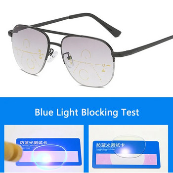 Слънчеви многофокални прогресивни очила за четене Мъже Жени Анти сини лъчи Пресбиопични очила Компютърни оптични далечни близо очила