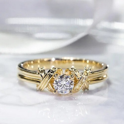 Luksuzno vjenčano zaručničko prstenje za žene Zlatna boja Klasični prsten od kubnog cirkonija Poklon za Valentinovo Nakit Anillos Mujer Boho