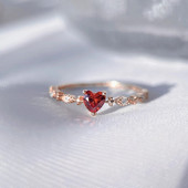 Fashion Charm Love Ruby Rings for Women Heart Crystal Zircon Ring Γυναικεία αξεσουάρ Γαμήλιο πάρτι Κοσμήματα Επετειακό Δώρο mujer