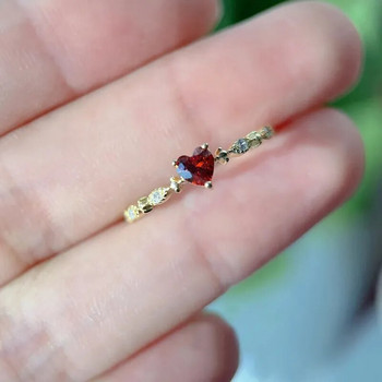 Fashion Charm Love Ruby Rings for Women Heart Crystal Zircon Ring Γυναικεία αξεσουάρ Γαμήλιο πάρτι Κοσμήματα Επετειακό Δώρο mujer