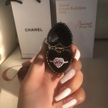 Μόδα ροζ κρυστάλλινα δαχτυλίδια για γυναίκες που αγαπούν στρας Λουλούδι ζιργκόν Γυναικείο δαχτυλίδι Κομψό κόσμημα γάμου