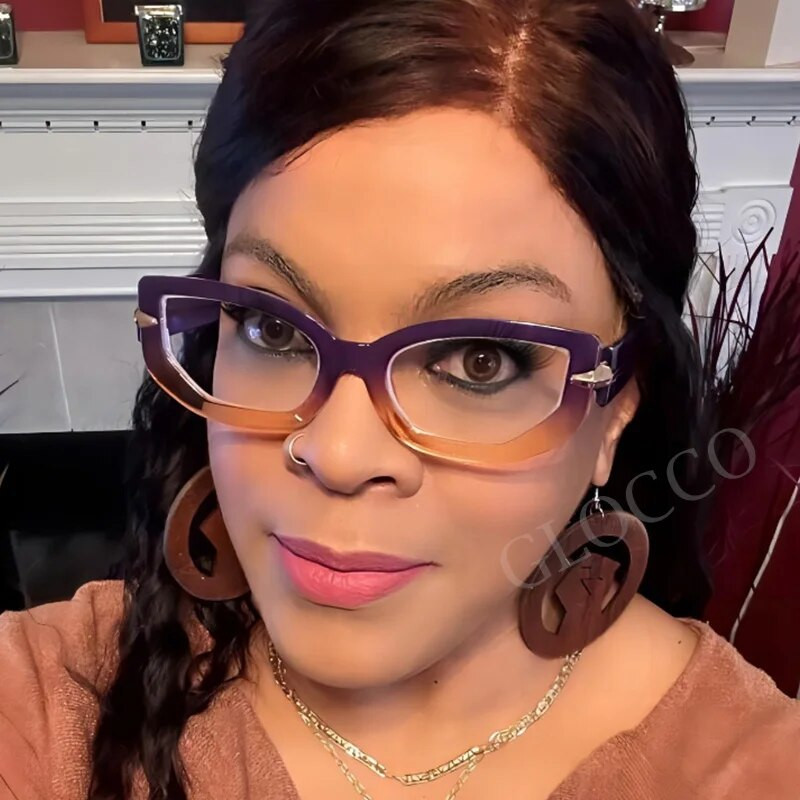 Gradienta maza taisnstūra lasīšanas brilles sievietēm 2023. gada luksusa zīmola retro kvadrātveida brilles, pretzilas gaismas datora brilles