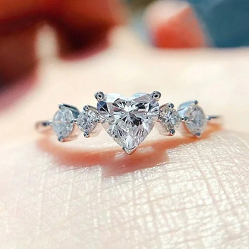 Simple Heart Gorgeous AAA Cubic Zirconia Promise Rings for Women Fashion Noble γαμήλιο δαχτυλίδι για κορίτσι Εκλεκτό δαχτυλίδι δώρου