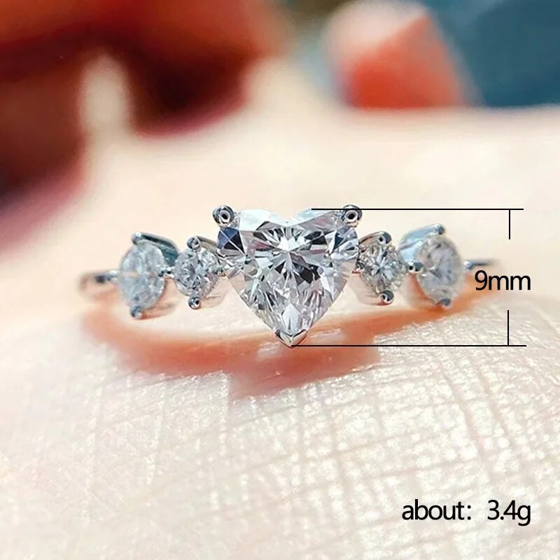 Simple Heart Gorgeous AAA Cubic Zirconia Promise Rings for Women Fashion Noble γαμήλιο δαχτυλίδι για κορίτσι Εκλεκτό δαχτυλίδι δώρου