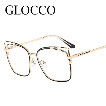 2023 Нови модни квадратни очила за четене с двойна рамка Дамски метални рамки Ретро големи очила Женски секси очила със синя светлина