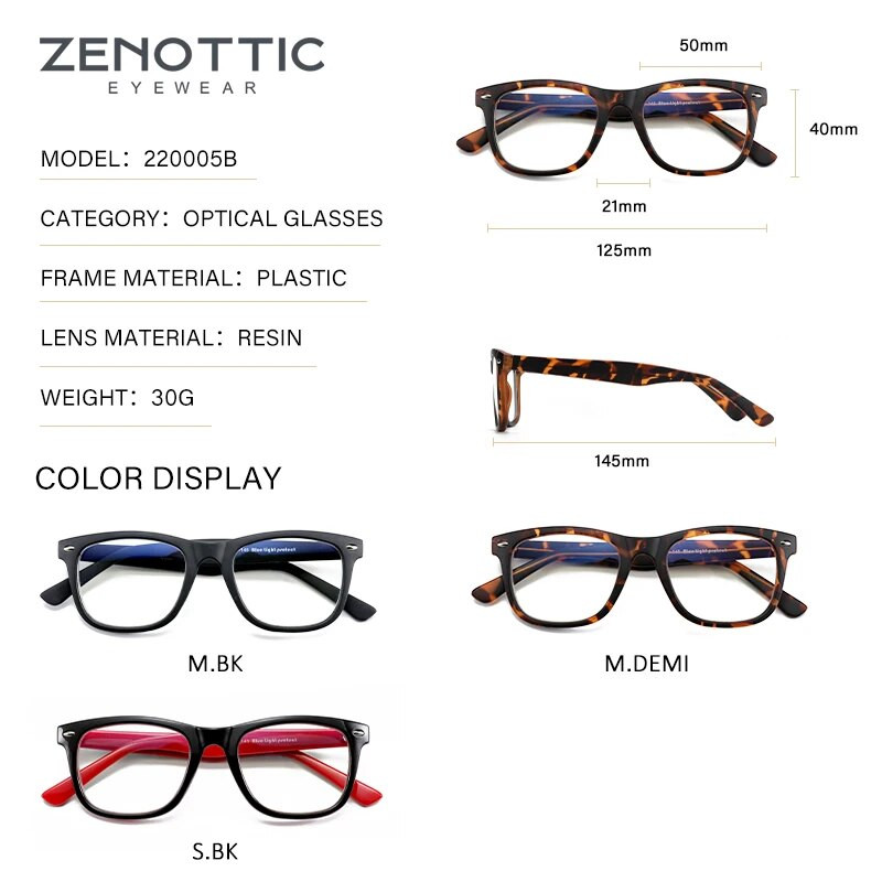 ZENOTTIC Anti Blue Light bloķējošas brilles pret acu nogurumu galvassāpēm (labāks miegs) Unisex UV400 caurspīdīgas lēcas datora brilles