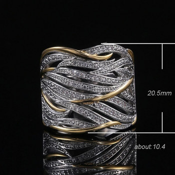 Γυναικείο δαχτυλίδι αρραβώνων μόδας χρυσό ασημί χρώμα Δαχτυλίδι τυλίγματος πολλαπλών στρώσεων Δώρο κοσμήματος Πολυτελές κρυστάλλινο κοίλο δαχτυλίδι