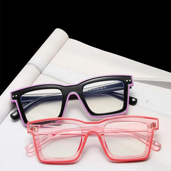 2023 Fashion Bouble Color Anti Blue Light Квадратни очила за жени Мъже Vintage Clear Frame Луксозни дизайнерски женски очила