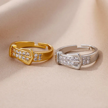 Δαχτυλίδι από ανοξείδωτο ατσάλι για γυναίκες με ρυθμιζόμενο γεωμετρικό δαχτυλίδι ζιργκόν 2023 New I n Wedding Aesthetic Jewerly Gift anillos Femme
