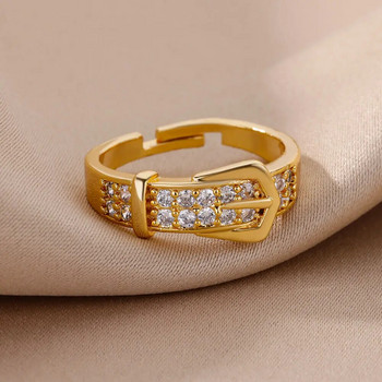 Δαχτυλίδι από ανοξείδωτο ατσάλι για γυναίκες με ρυθμιζόμενο γεωμετρικό δαχτυλίδι ζιργκόν 2023 New I n Wedding Aesthetic Jewerly Gift anillos Femme