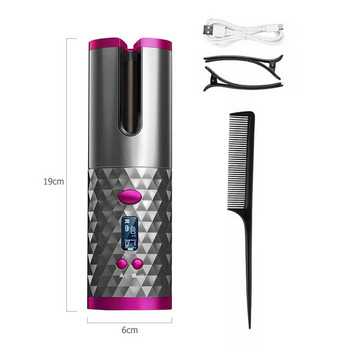 Безжична автоматична маша за коса, преносима USB акумулаторна въртяща се маша за жени момиче LCD дисплей къдрава машина инструмент за оформяне