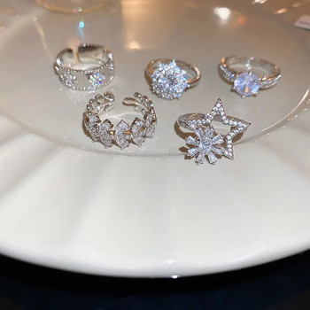 Ново пристигане Модни пръстени Дамски метални партита Модерни брачни ленти със сърце Комплект Всички съвместими пръстени за дамски бижута