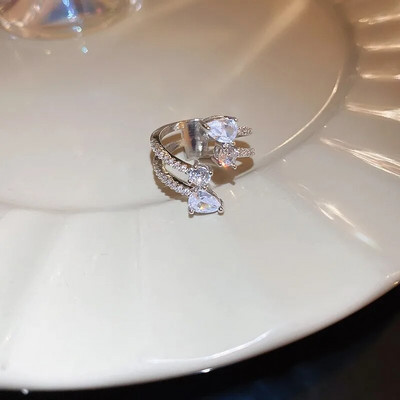 Új érkezett divatgyűrűk női metálparti divatos szív esküvői zenekarok, amelyek minden kompatibilis gyűrűt beállítanak női ékszerekhez