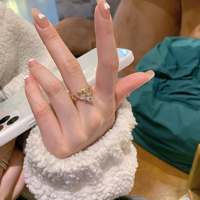 Új érkezett divatgyűrűk női metálparti divatos szív esküvői zenekarok, amelyek minden kompatibilis gyűrűt beállítanak női ékszerekhez