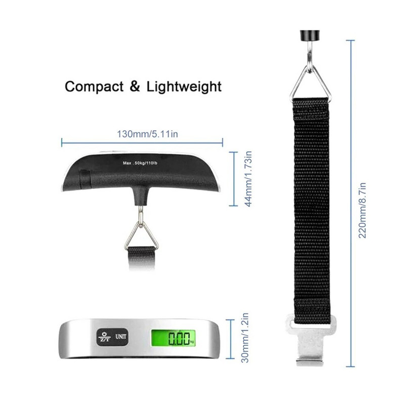 Cântar digital portabil 50kg 10g Balanță electronică de buzunar pentru bagaje Cântar suspendat Valisă Călătorie Cântărire bagaje Instrumente pentru greutate
