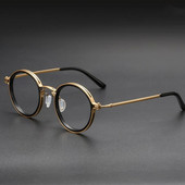 Vintage Anti Blue Light szemüvegek Férfi Luxus Kerek Keretes Szemüvegek Átlátszó Lencsés Kék Fényt Blokkoló Szemüvegek Férfi Női Fémszemüvegek