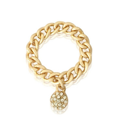 Nauji madingi mieli žiedai aukso spalvos grandinėlės formos žiedai Mieli širdelės ir karoliukų žavesio žiedai šiuolaikinės mados moterims ir merginoms