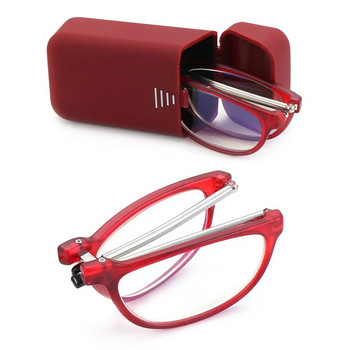 Преносими сгъваеми очила за четене против синя светлина с калъф Мъже Жени Метални малки рамки Очила за пресбиопия Очила за далекогледство