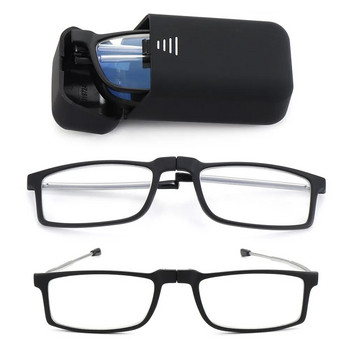 Преносими сгъваеми очила за четене против синя светлина с калъф Мъже Жени Метални малки рамки Очила за пресбиопия Очила за далекогледство