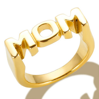 Нови модни позлатени пръстени с лъскави букви от неръждаема стомана за жени, мъже, мама, SIS, татко, висококачествени полски бижута, коледен подарък