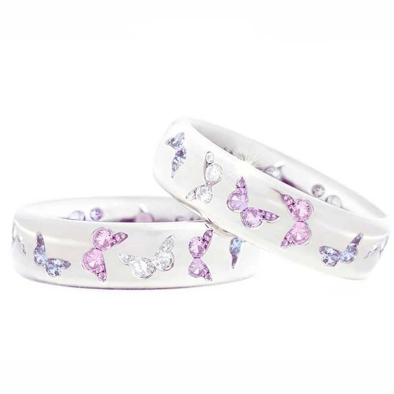 Moodne liblikasõrmus Naiste luksuslikud loomaehted, tsirkoonist liblikatarvikud, sõrmused naistele kihlusaastapäeva kingitus